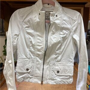 Abercrombie & Fitch Women's Jacket - Cream with Pink Trim